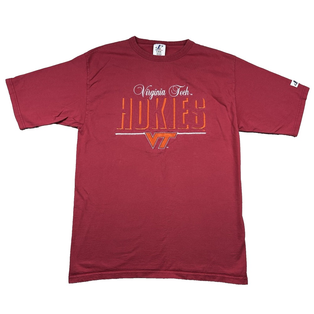 Vintage Logo Athletic Hokies Shirt Womens L Virginia Tech VT NCAA Embroider Y2K